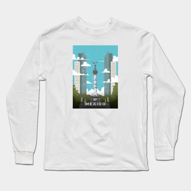 Mexico, Mexico. Retro travel poster Long Sleeve T-Shirt by GreekTavern